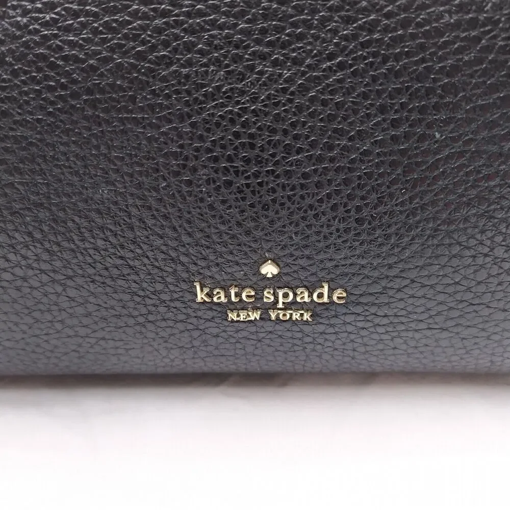 Kate Spade New York Black Leather Double Handles Zipper Closure Satchel Bag